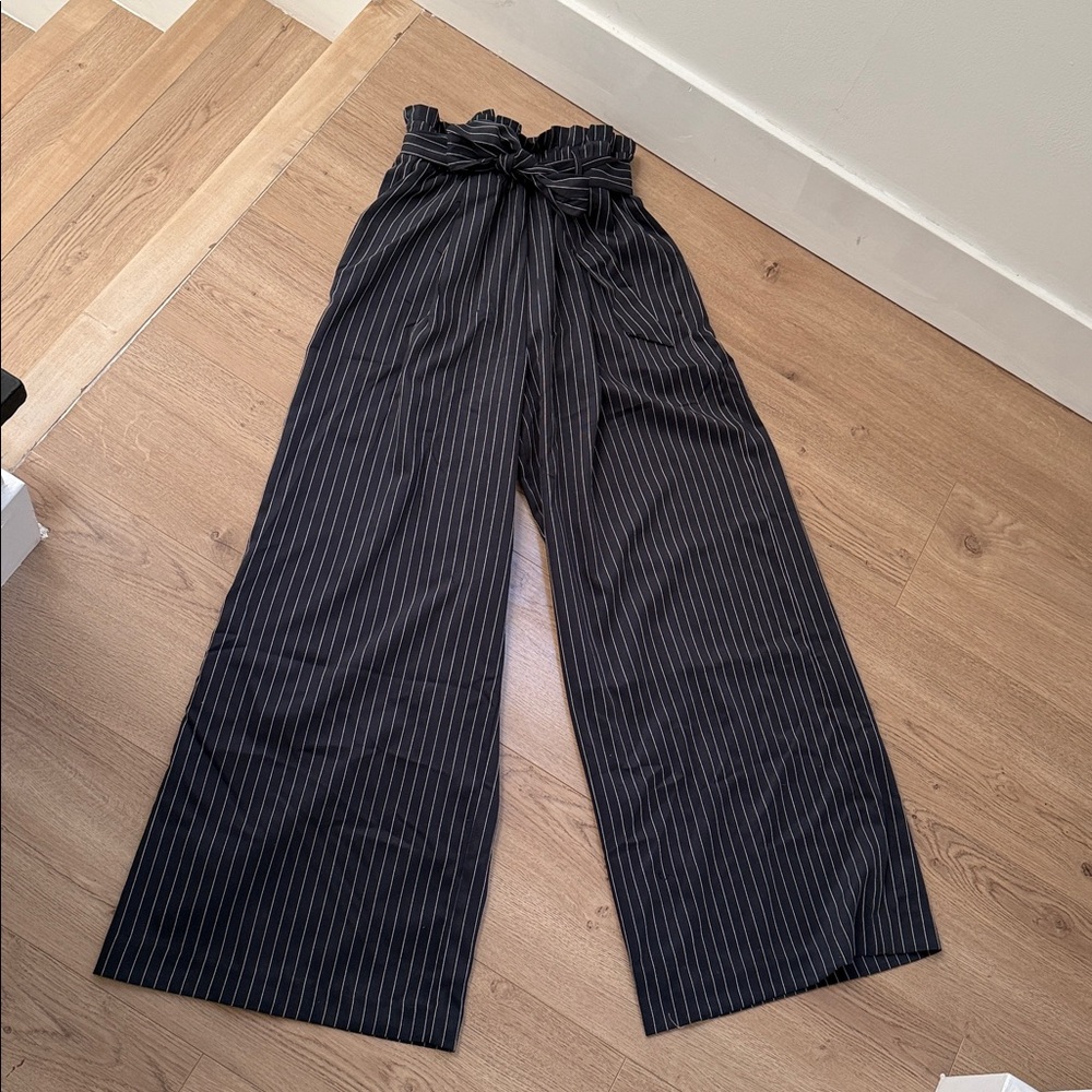 Francesca's Collections Black and White Striped Wide Leg Pants